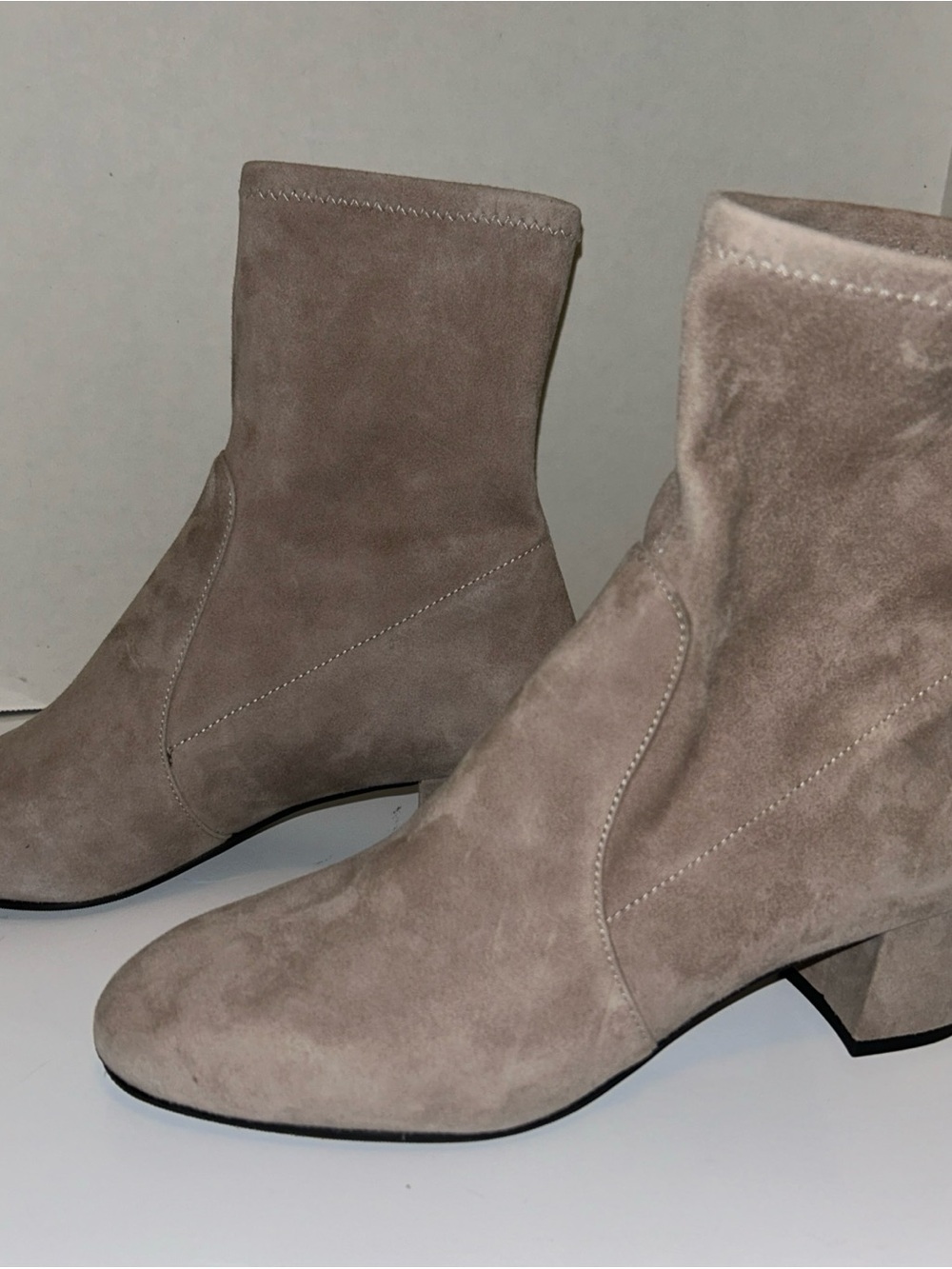 Stuart Weitzman Taupe Suede Sofia 50 Stretch Ankle Boots